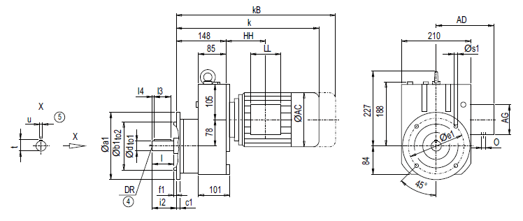 Монтажное исполнение на фланце EF38 (тип A)