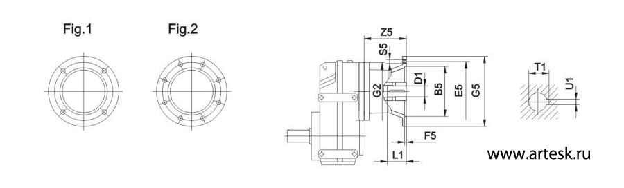 Размеры входного фланца под электродвигатель (IEC - стандарт)