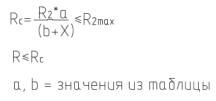 Формула расчета радиальной и осевой нагрузки TRC
